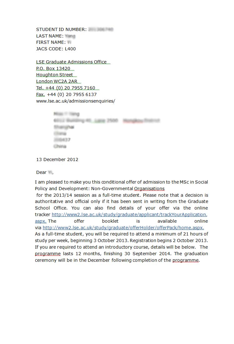 恭喜這位同學(xué)成功獲得倫敦政治經(jīng)濟(jì)學(xué)院的社會政策和發(fā)展專業(yè)錄取通知書-優(yōu)越教育