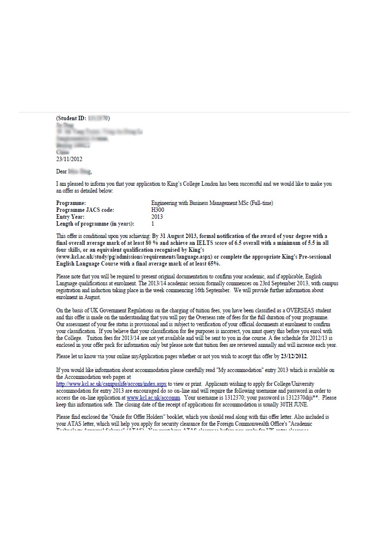 恭喜這位同學(xué)被倫敦國王學(xué)院工程與工商管理專業(yè)錄取-優(yōu)越教育