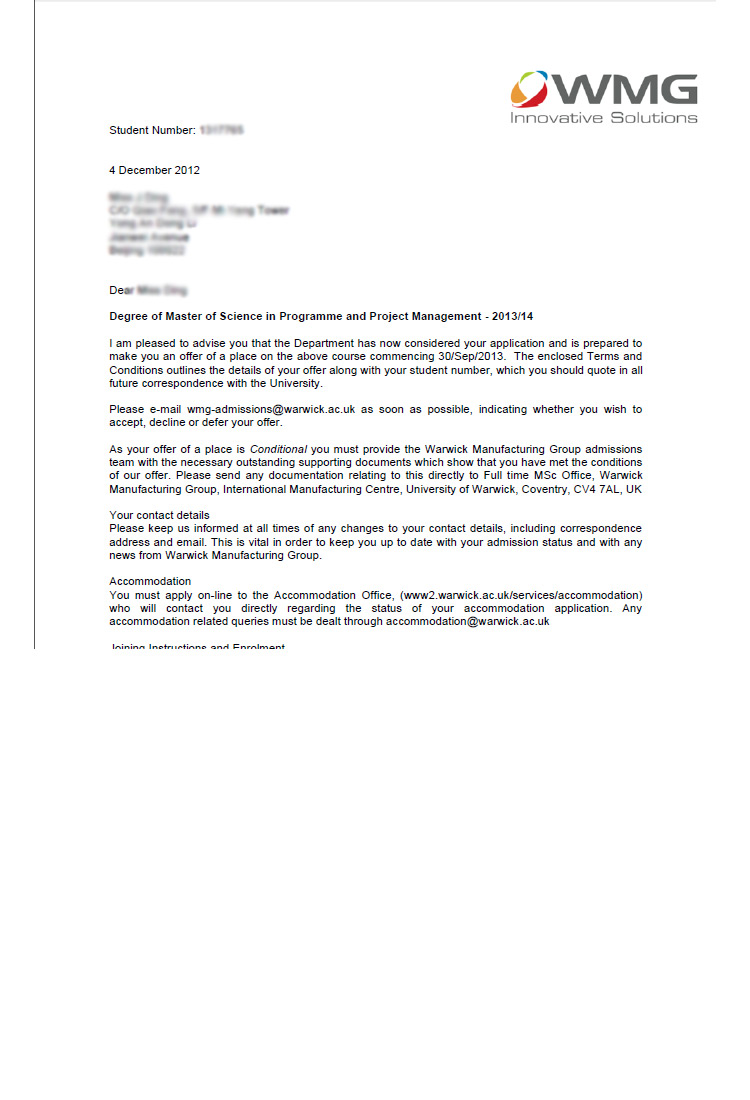 恭喜這位同學(xué)被華威制造集團(tuán)方案和項目管理專業(yè)錄取-優(yōu)越教育