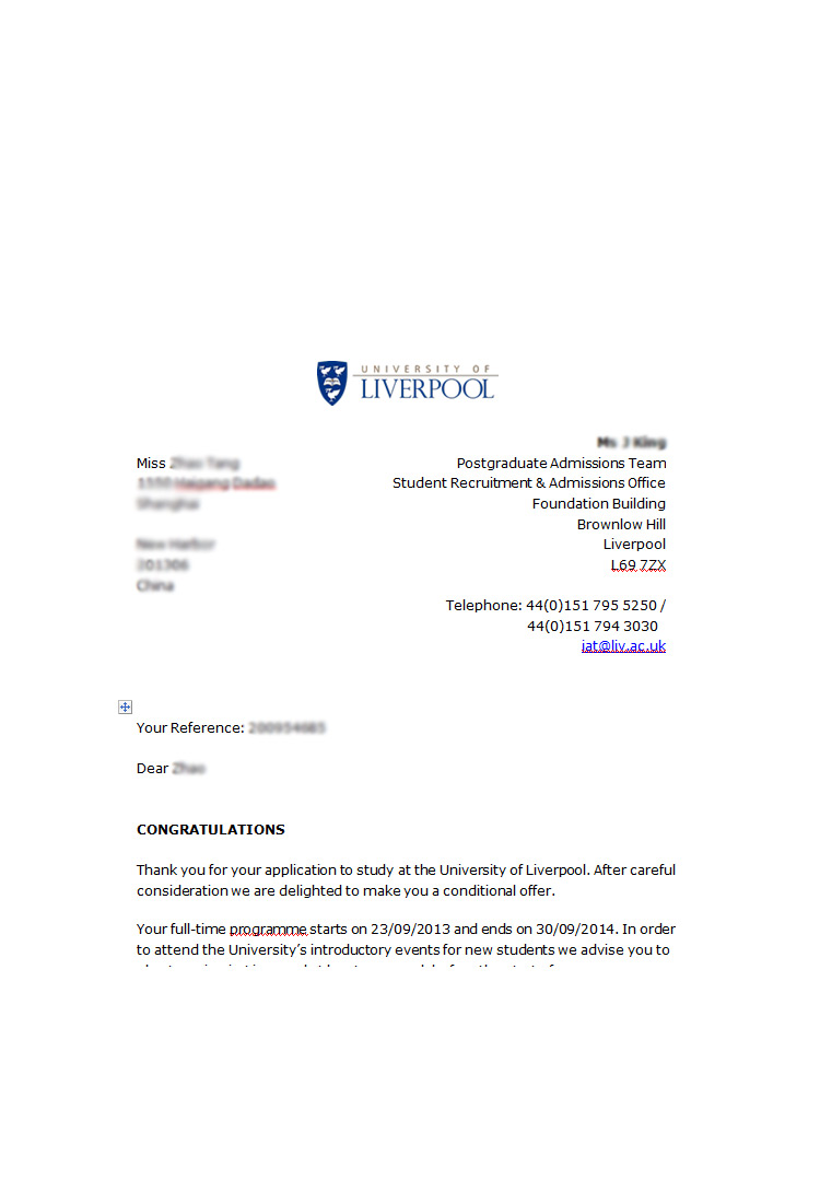 恭喜這位同學(xué)被利物浦大學(xué)運營與供應(yīng)鏈管理專業(yè)錄取-優(yōu)越教育