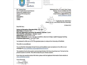 恭喜李同學(xué)成功申請(qǐng)到謝菲爾德大學(xué)教育學(xué)博士專業(yè)-優(yōu)越教育