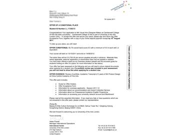 恭喜程同學(xué)成功申請(qǐng)到倫敦藝術(shù)大學(xué)產(chǎn)品設(shè)計(jì)專業(yè)