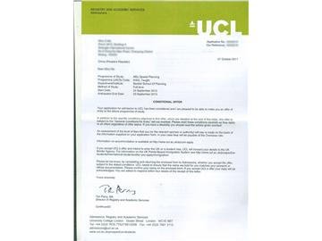 恭喜趙同學(xué)成功申請(qǐng)到倫敦大學(xué)學(xué)院空間規(guī)劃專業(yè)