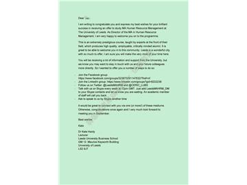 恭喜吳同學獲得利茲大學人力資源管理碩士通知書