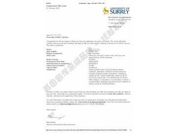 恭喜李同學(xué)獲得薩里大學(xué)翻譯專業(yè)碩士通知書