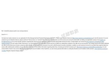  恭喜文同學(xué)獲得帝國理工學(xué)院金融工程專業(yè)碩士通知書
