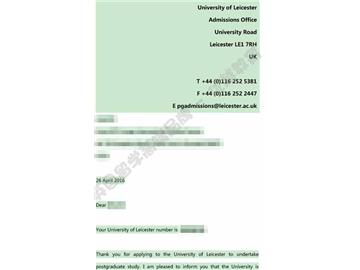 恭喜顧同學(xué)獲得萊斯特大學(xué)商業(yè)智能數(shù)據(jù)分析專業(yè)碩士通知書