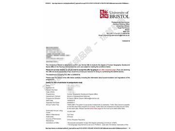  恭喜王同學(xué)獲得布里斯托大學(xué)人文地理：社會(huì)與空間專業(yè)碩士通知書