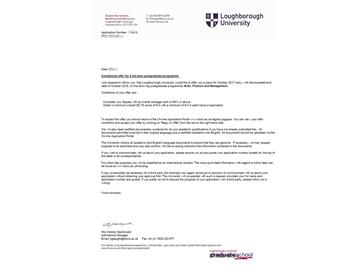 恭喜朱同學(xué)獲得拉夫堡大學(xué)金融與管理專(zhuān)業(yè)碩士通知書(shū)