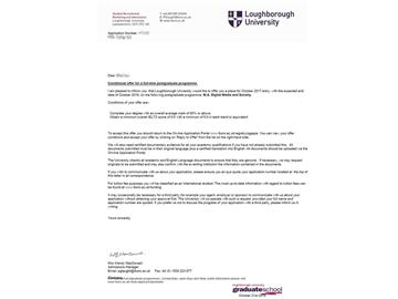 恭喜江同學(xué)獲得拉夫堡大學(xué)數(shù)字媒體與社會(huì)專(zhuān)業(yè)碩士通知書(shū)