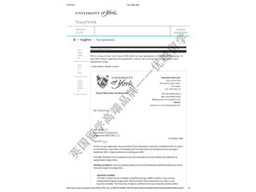 恭喜周同學獲得約克大學計算機專業(yè)碩士通知書