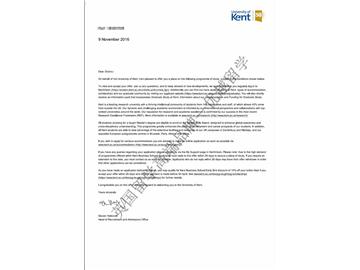 恭喜金同學獲得肯特大學國際會計與金融專業(yè)碩士通知書