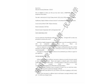 恭喜丁同學獲得華威大學高分子化學專業(yè)碩士通知書