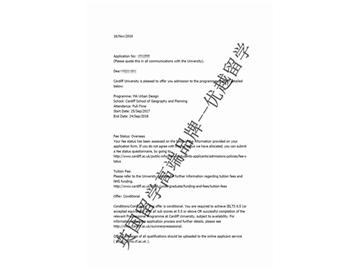 恭喜李同學獲得卡迪夫大學城市設計專業(yè)碩士通知書