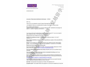 恭喜姚同學(xué)獲得曼徹斯特大學(xué)金融專業(yè)碩士通知書