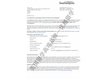 恭喜北京信息科技大學(xué)W同學(xué)獲南安普頓大學(xué)時(shí)尚管理專業(yè)offer
