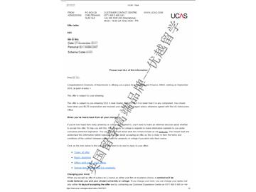 2018offer：恭喜季同學(xué)獲得曼徹斯特大學(xué)會計(jì)與金融專業(yè)本科通知書