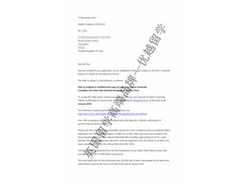 2018offer：恭喜王同學(xué)獲得卡斯商學(xué)院企業(yè)金融專業(yè)碩士通知書