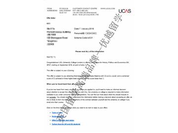 2018offer：恭喜蘇同學(xué)獲得倫敦大學(xué)學(xué)院歷史、政治和經(jīng)濟(jì)學(xué)專業(yè)碩士通知書