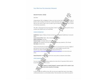 2018offer：恭喜吳同學(xué)獲得華威大學(xué)商業(yè)咨詢專業(yè)碩士通知書
