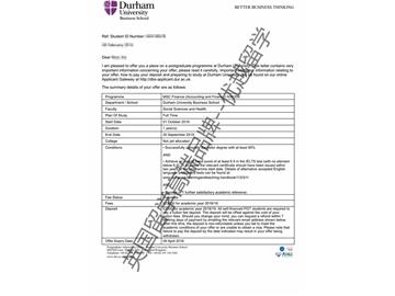 2018offer：恭喜丁同學(xué)獲得杜倫大學(xué)會(huì)計(jì)與金融專(zhuān)業(yè)碩士通知書(shū)