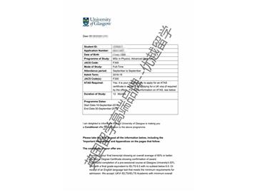 2018offer：恭喜吳同學(xué)獲得格拉斯哥大學(xué)高級(jí)材料科學(xué)專業(yè)碩士通知書