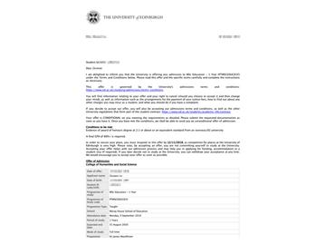 2019offer：恭喜朱同學(xué)獲得愛丁堡大學(xué)教育學(xué)專業(yè)碩士通知書