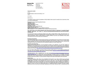 2019offer：恭喜吳同學獲得倫敦大學國王學院金融資產定價專業碩士通知書