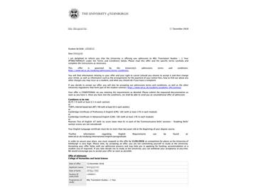 2019offer：恭喜張同學獲得愛丁堡大學翻譯研究專業碩士通知書