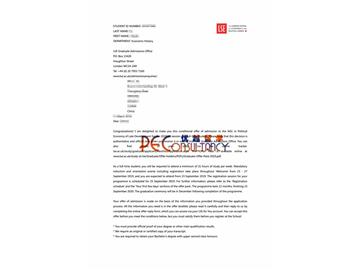 2019offer：恭喜李同學(xué)獲得倫敦大學(xué)學(xué)院（世界排名：10）高級(jí)材料科學(xué)專業(yè)碩士通知書(shū)