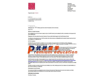 2020offer：恭喜周同學獲得卡迪夫大學(世界排名：154)國際經濟、銀行和金融理學專業碩士通知書