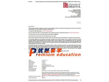 2020offer：恭喜李同學獲得布里斯托大學(世界排名：49)商法專業碩士通知書