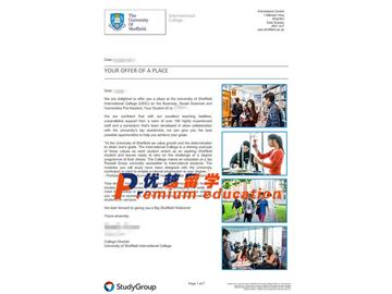 2020offer：恭喜張同學獲得謝菲爾德大學(世界排名：78)商科、社會科學和人文碩士預科通知書