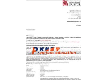 2020offer：恭喜馬同學獲得布里斯托大學(世界排名：49)會計、金融與管理專業碩士通知書