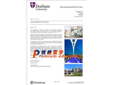 2020offer：恭喜張同學獲得杜倫大學(世界排名：78)商科、經濟、會計與金融碩士預科通知書