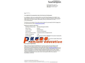 2020offer：恭喜金同學(xué)獲得南安普頓大學(xué)(世界排名：97)工程管理專業(yè)碩士通知書