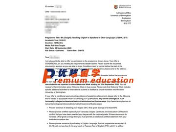 2020offer：恭喜趙同學(xué)獲得伯明翰大學(xué)(世界排名：81)對外英語教學(xué)專業(yè)碩士通知書