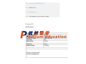 2020offer：恭喜趙同學獲得格拉斯哥大學(世界排名：67)全球健康專業(yè)碩士通知書