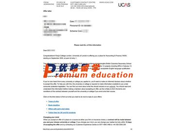 2020offer：恭喜孟同學獲得倫敦國王學院(世界排名：33)會計與金融專業(yè)本科通知書