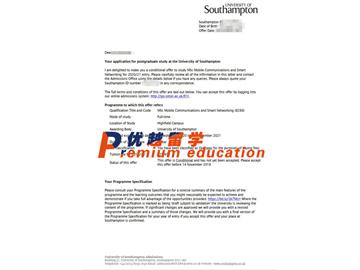 2020offer：恭喜王同學(xué)獲得南安普頓大學(xué)(世界排名：97)移動(dòng)通信與智能網(wǎng)絡(luò)專(zhuān)業(yè)碩士通知書(shū)