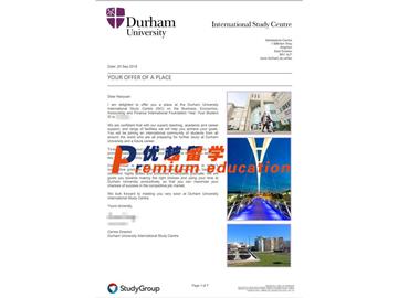 2020offer：恭喜金同學(xué)獲得杜倫大學(xué)(世界排名：78)商科、經(jīng)濟(jì)、會(huì)計(jì)和金融專(zhuān)業(yè)本科預(yù)科通知書(shū)
