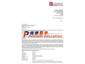 2020offer：恭喜王同學(xué)獲得布里斯托大學(xué)(世界排名：49)會(huì)計(jì)與金融專(zhuān)業(yè)碩士通知書(shū)