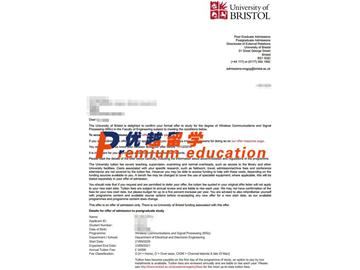2020offer：恭喜錢(qián)同學(xué)獲得布里斯托大學(xué)(世界排名：49)無(wú)線(xiàn)通信和信號(hào)處理專(zhuān)業(yè)碩士通知書(shū)