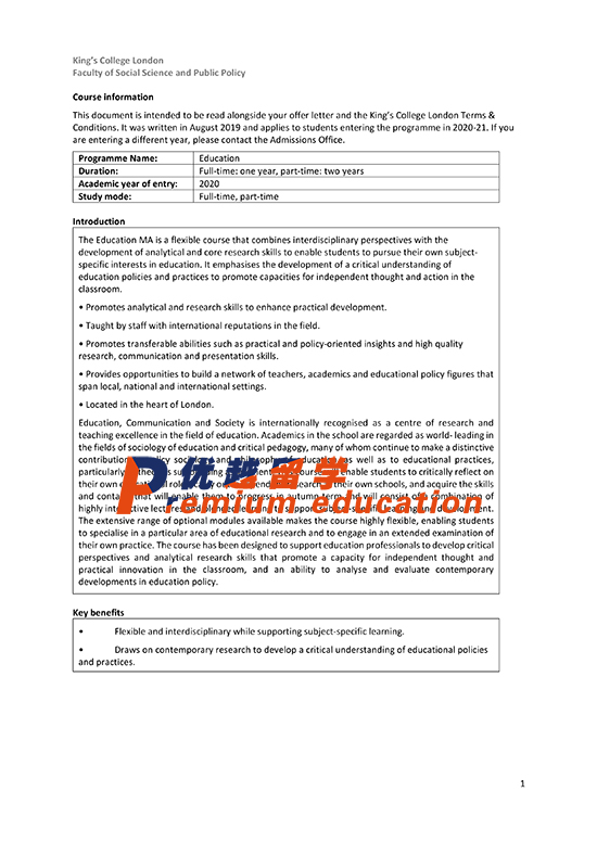 2020offer：恭喜聶同學(xué)獲得倫敦國王學(xué)院教育學(xué)專業(yè)碩士通知書